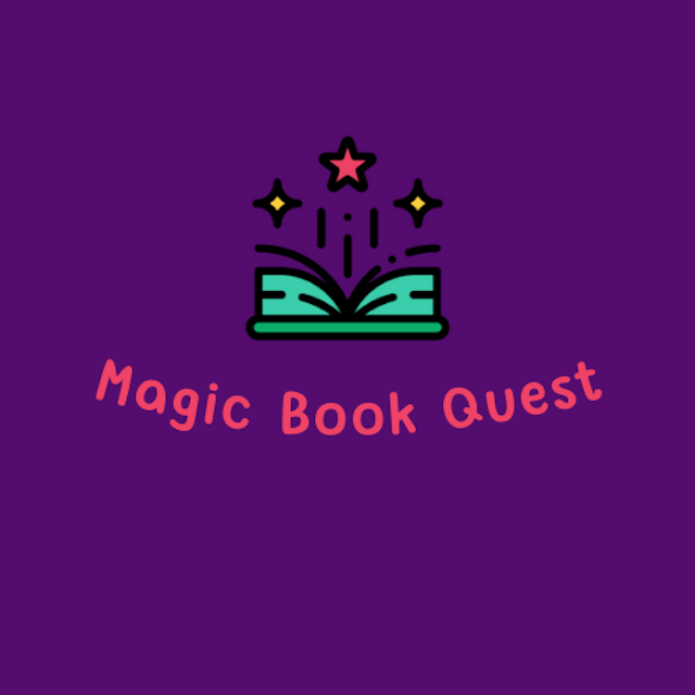 Logo of book with stars around it